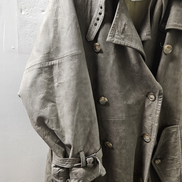 Sawyer Of NAPA Leather Women's Brown/Gray Trench Coat - Picture 6 of 8